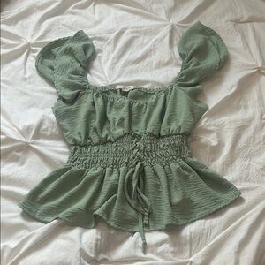 Sage Smocked Peplum Top - Women